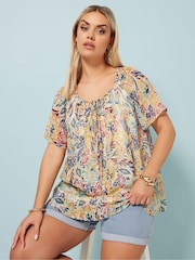 Gelb - Yours Curve Boho Pintuck Blouse - Bild 1 von 5