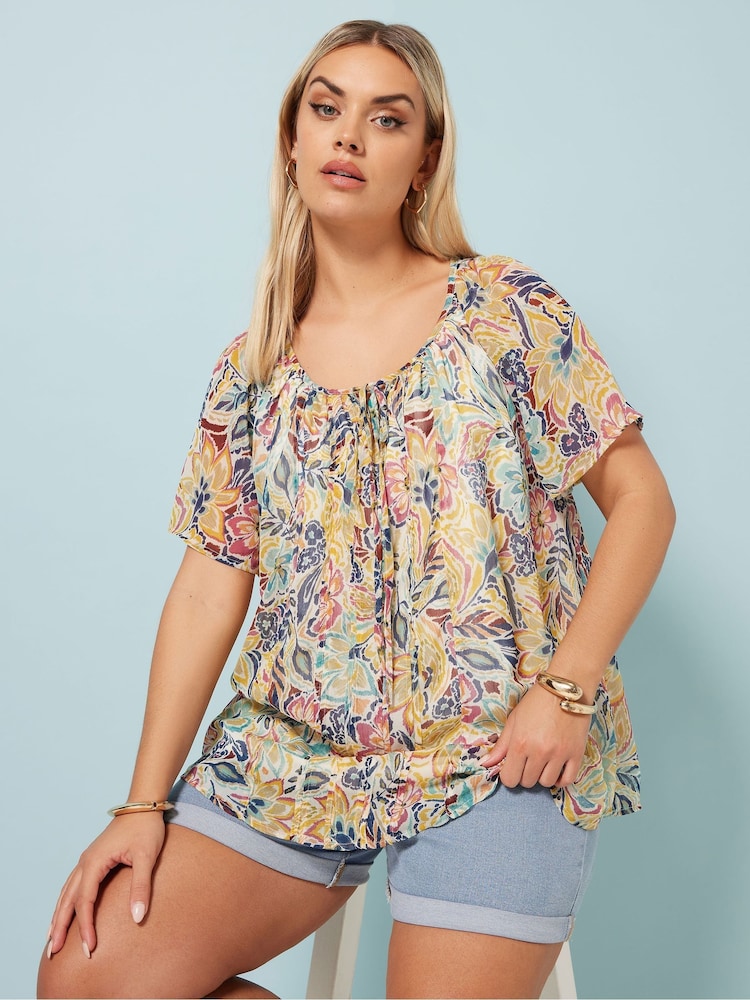 Gelb - Yours Curve Boho Pintuck Blouse - Bild 1 von 5