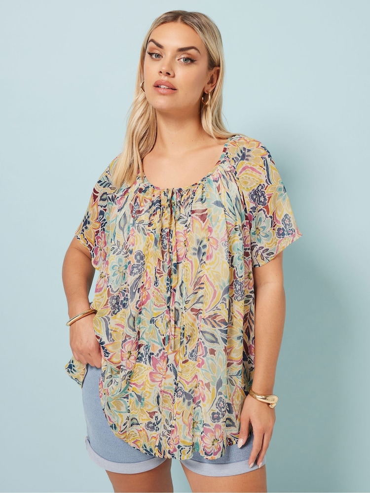 Gelb - Yours Curve Boho Pintuck Blouse - Bild 2 von 5