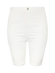 Yours Curve White Basic Denim Shorts - Image 2 of 5
