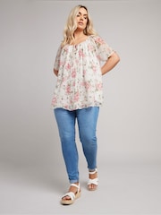 Weiß - Yours Curve Boho Pintuck Blouse - Bild 4 von 5