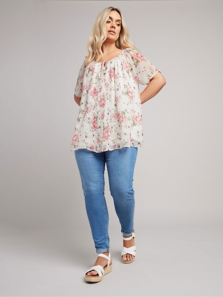 Yours Curve White Boho Pintuck Blouse - Image 4 of 5