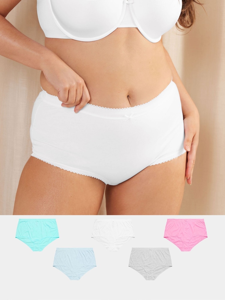 Yours Curve Pastel Pack Full 100% Cotton Briefs 5 Pack - Imagen 1 de 8