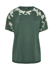 Yours Curve Green Boxy Burnout Panel T-Shirt - Image 5 of 5