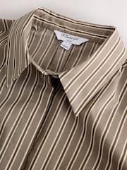 Mokka-Braun gestreift - Fitted Stretch Essential Long Sleeve Shirt - Bild 4 von 7