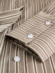 Mokka-Braun gestreift - Fitted Stretch Essential Long Sleeve Shirt - Bild 5 von 7