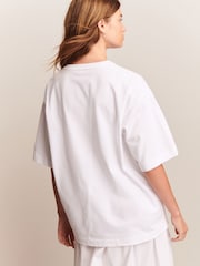 White Floral Graphic Embrodiered T-Shirt - Image 5 of 8
