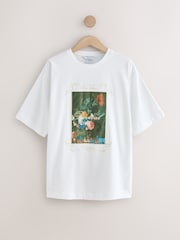 White Floral Graphic Embrodiered T-Shirt - Image 6 of 8