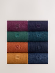 Orange/Green/Blue 8 Pack Embroidered Lasting Fresh Socks - Image 1 of 12