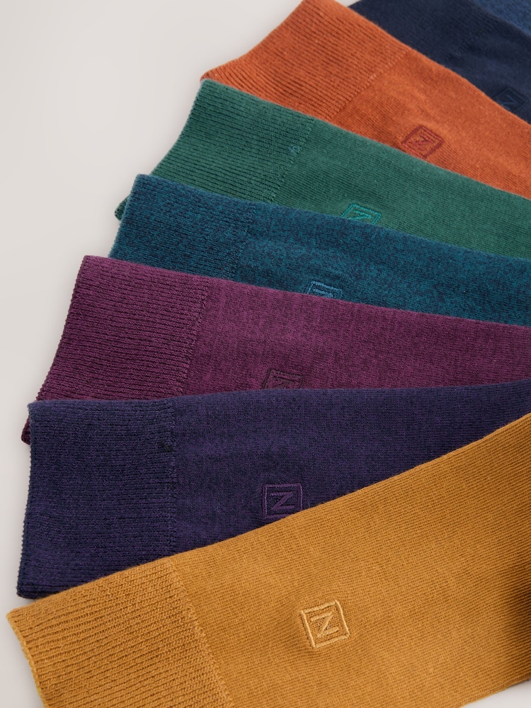 Orange/Green/Blue 8 Pack Embroidered Lasting Fresh Socks - Image 2 of 12