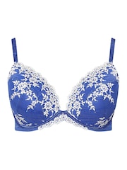 Yours Curve Blue Contrast Lace Plunge Bra - Image 4 of 5