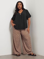 Yours Curve Black Button Airflow T-Shirt - Image 5 of 6
