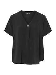 Yours Curve Black Button Airflow T-Shirt - Image 6 of 6