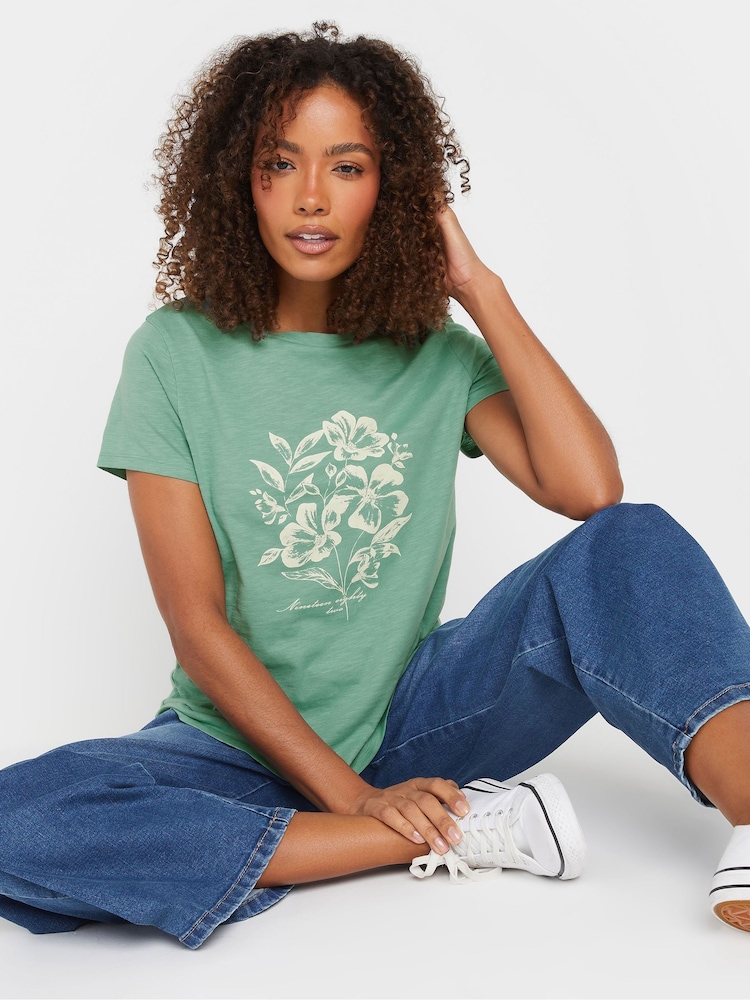 M&Co Green Crew Neck 100% Cotton T-Shirt - Image 1 of 5
