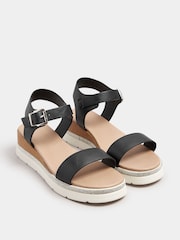 Negru - Sandale Yours Curve Extra lat cu platformă Gem - Image 2 of 4