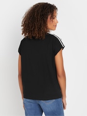 M&Co Black Embroidery Trim V-Neck 100% Cotton Top - Image 3 of 5