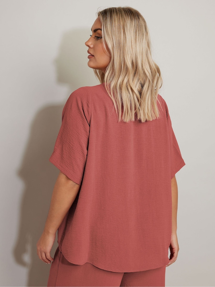 Yours Curve Orange Button Airflow T-Shirt - Image 3 of 5