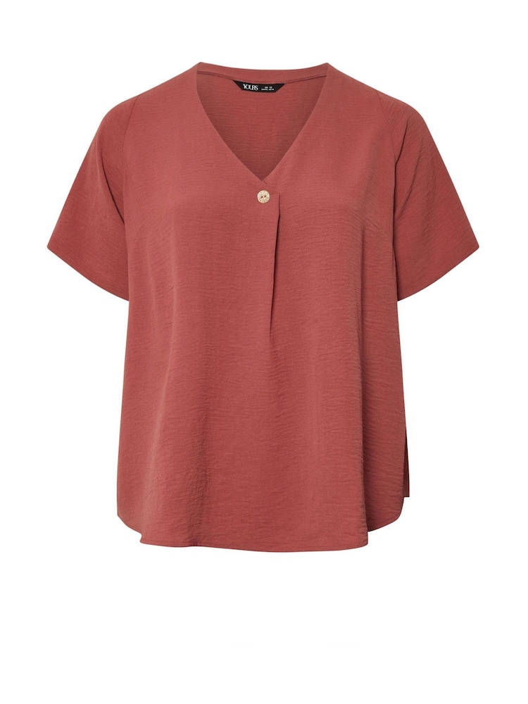 Yours Curve Orange Button Airflow T-Shirt - Image 5 of 5