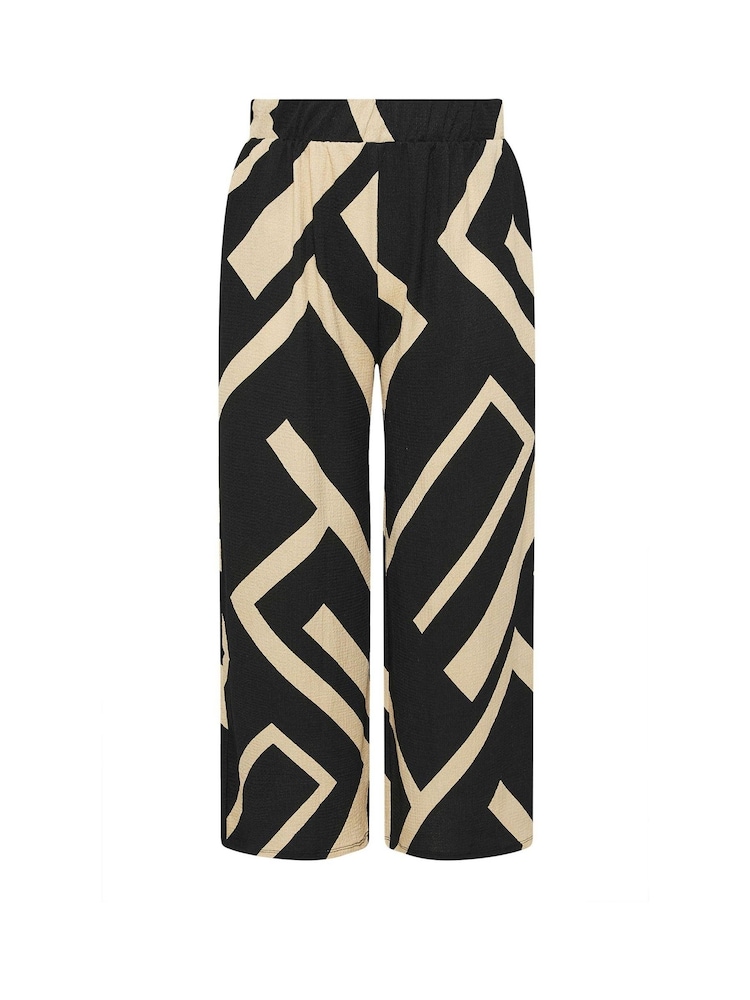 Yours Curve Black Crinkle Wide Leg Trousers - Image 5 of 5