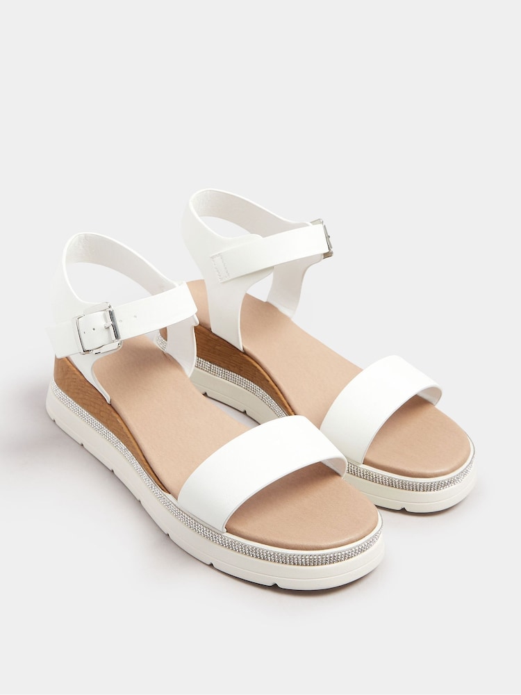 Blanco tiz - Yours Curve Wide Fit Flatform Gem Sandals - Imagen 1 de 4 Blanco tiz - Yours Curve Wide Fit Flatform Gem Sandals - Imagen 1 de 4