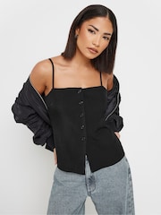 PixieGirl Petite Black Button Front Vest Top - Image 2 of 4