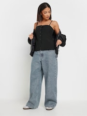 PixieGirl Petite Black Button Front Vest Top - Image 3 of 4