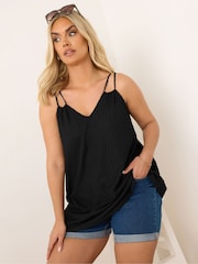 Yours Curve Black Double Strap Camisole - Image 1 of 5