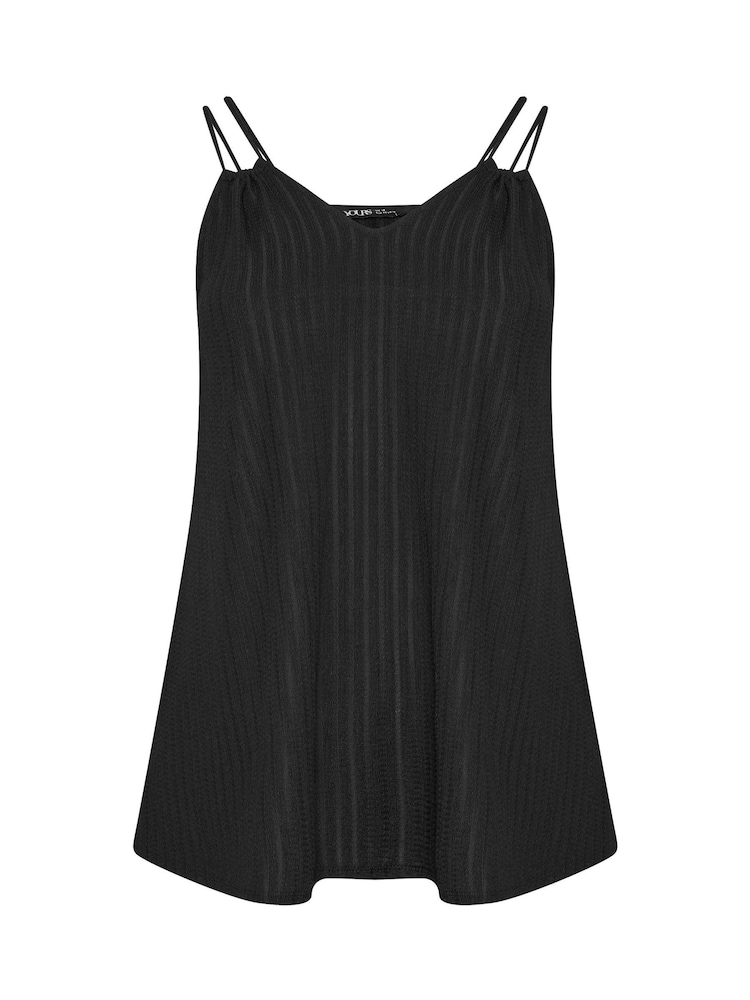 Yours Curve Black Double Strap Camisole - Image 5 of 5
