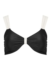 Yours Curve Black Contrast Strap Crop Bikini Top - Image 6 of 7