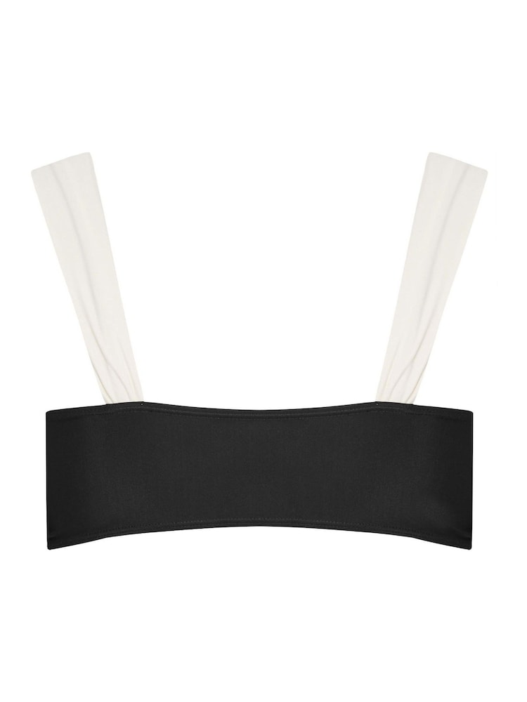 Yours Curve Black Contrast Strap Crop Bikini Top - Image 7 of 7