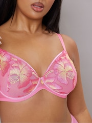 Yours Curve Pink Butterfly Embroidered Bra - Image 4 of 6