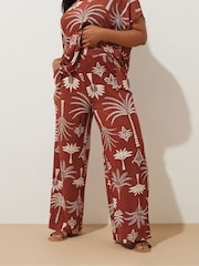 Yours Curve Brown Dry Plisse Co-Ord Trousers - Image 1 of 5