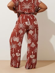 Yours Curve Brown Dry Plisse Co-Ord Trousers - Image 3 of 5