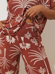 Yours Curve Brown Dry Plisse Co-Ord Trousers - Image 4 of 5