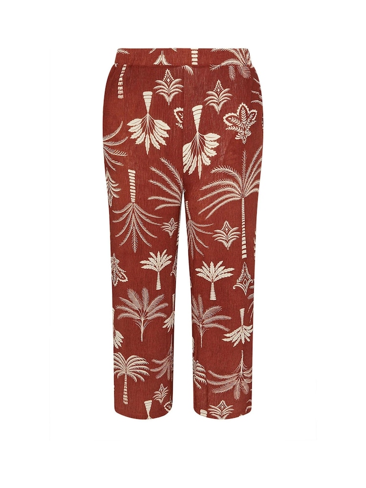 Yours Curve Brown Dry Plisse Co-Ord Trousers - Image 5 of 5