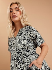 Yours Curve Black Tiered Boho 100% Cotton Dress - Image 4 of 5