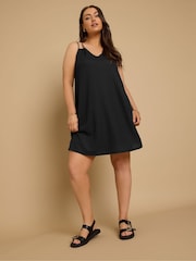 Yours Curve Black Cami Double Strap Dress - Image 1 of 5