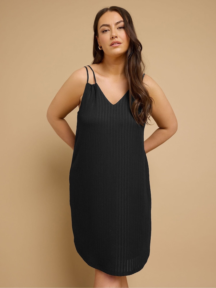 Yours Curve Black Cami Double Strap Dress - Image 2 of 5
