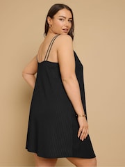 Yours Curve Black Cami Double Strap Dress - Image 3 of 5