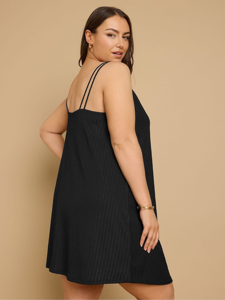 Yours Curve Black Cami Double Strap Dress - Image 3 of 5