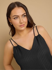 Yours Curve Black Cami Double Strap Dress - Image 4 of 5