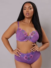 Yours Curve Purple Floral Embroidered Bra - Image 6 of 6