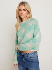PixieGirl Petite Green Checked Jumper - Image 1 of 5