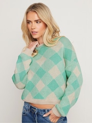 PixieGirl Petite Green Checked Jumper - Image 4 of 5