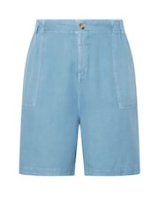 Yours Curve Light Blue Chambray Elastic Waist Shorts - Image 4 of 5