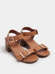 Коричневый - Yours Curve Wide Fit Flatform Gem Sandals - Image 1 of 4
