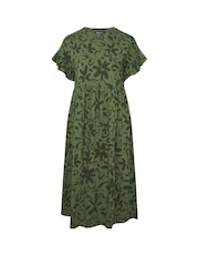 Yours Curve Green 100% Cotton Frill Midaxi Dress - Image 5 of 5