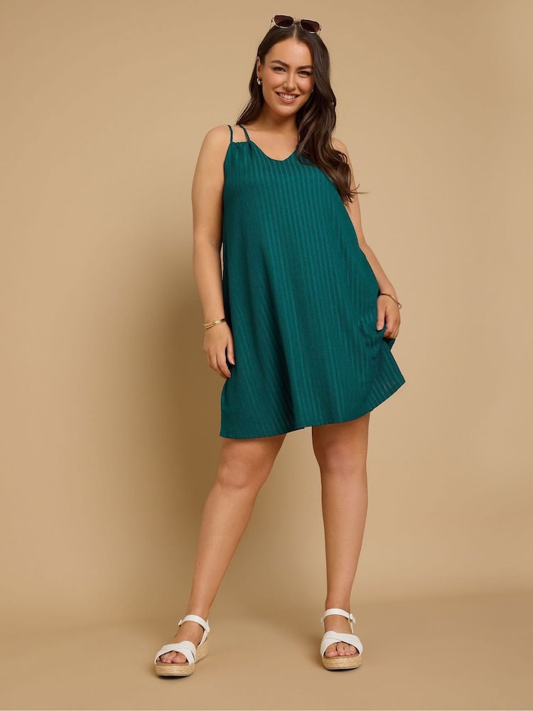 Yours Curve Green Cami Double Strap Dress - Image 1 of 5