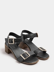 Yours Curve Chrome Black Extra Wide Fit Wide Fit Flatform Gem Sandals - Image 2 of 3