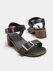 Yours Curve Chrome Black Extra Wide Fit Wide Fit Flatform Gem Sandals - Image 3 of 3